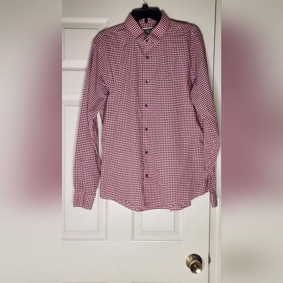 Express Exstra Slim  Fit XL Red Gray Checkered Long Sleeve Button Up Men's Shirt - Picture 1 of 8